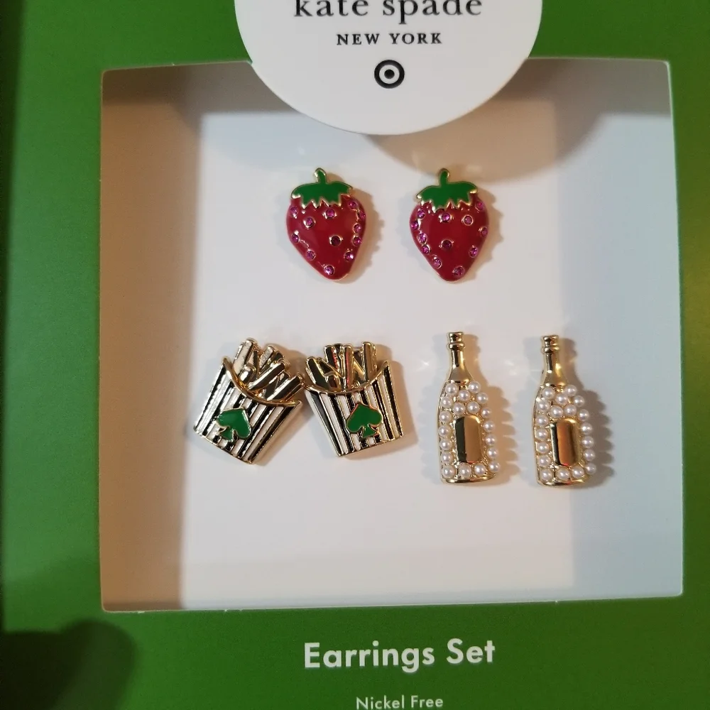Kate Spade X Target Strawberry, Fries, and Champagne Earring Set - Picture 2 of 3